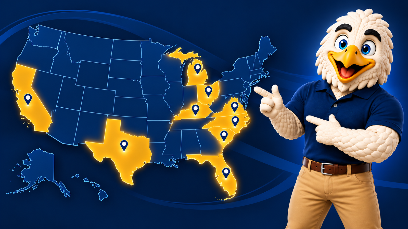 Eagle Statewide insurance coverage in California, Florida, Texas, South Carolina, North Carolina, Kentucky, Michigan, Ohio and Virginia